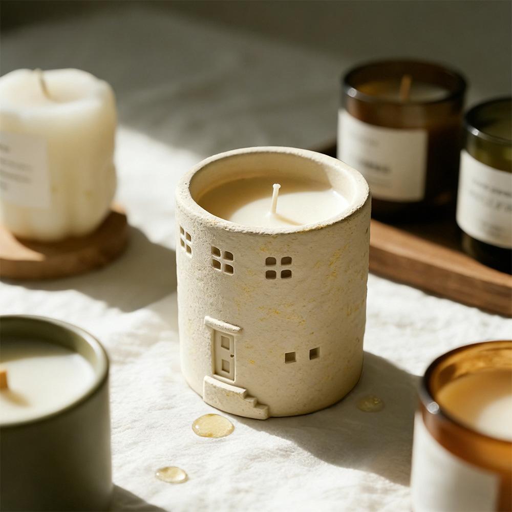 House modeling silicone mold multifunctional DIY handmade mold plaster flower pot pen holder candle cup creative desktop storage decoration food grade silicone high temperature resistant and easy to release handmade lovers must