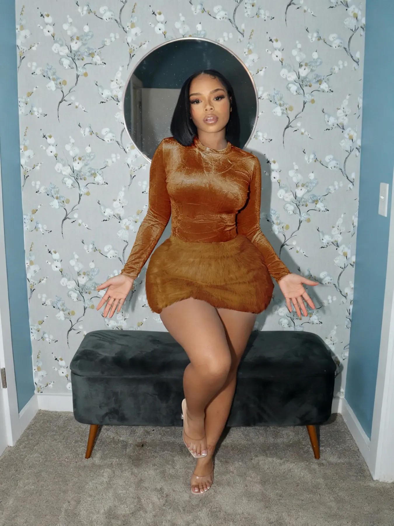 winter bodycon dress short Women's Striped Bodycon Dress Set, Outfit, Casual Outfits Women,  Womenswear, Fitted Short Skirt & Top, Long Sleeve, Sweet Feminine Style,  Autumn Winter Fashion, Comfortable Fabric, Casual Wear, Clothes, Lady