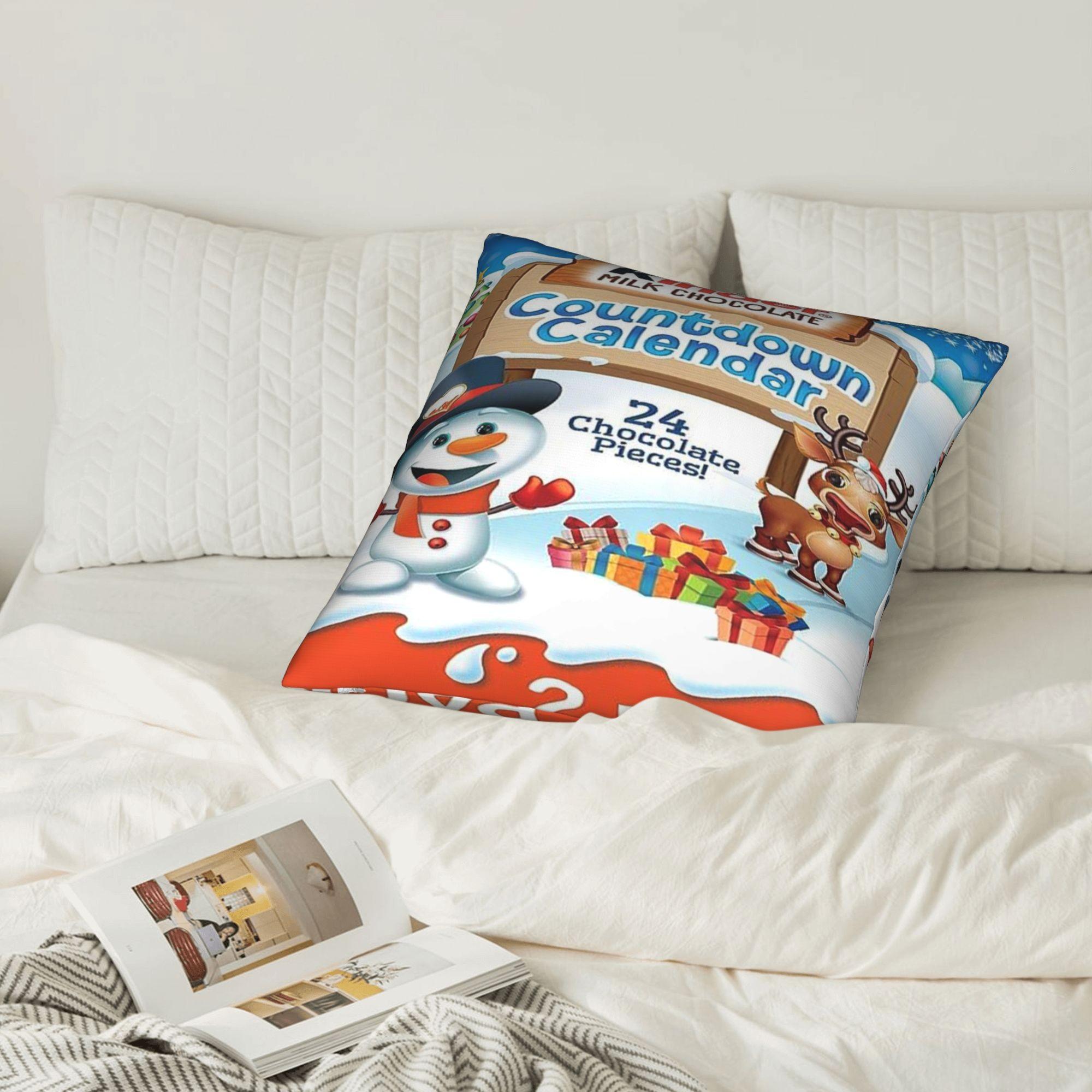 1 piece Kinder Chocolate Countdown Calenda 2 Pack Individually Wrapped Chocolate Candy, 2024 Advent Calendar 8 Oz Total throw pillow cover Decorative Accent for Home Christmas Soft Machine Washable Decorative Cushion Covers Without Pillow Cores