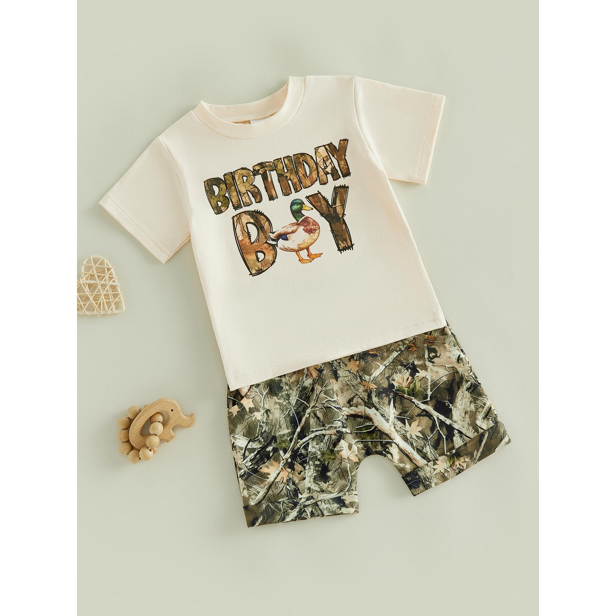 Toddler Baby Little Boy Birthday Outfit Letter Deer Print Short Sleeve Tops and Shorts Set 1-5 Years Toddler Baby Little Boy Birthday Outfit Letter Deer Print Short Sleeve Tops and Shorts Set 1-5 Years