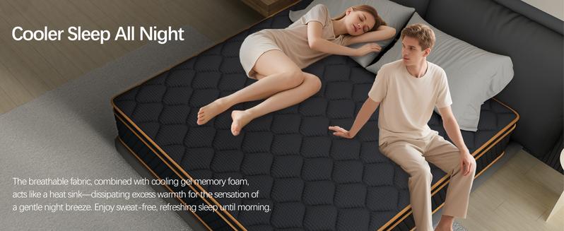 Valentine's Day Gift for Couples 10‘’12‘’14 Inch Space-Saving Mattress 6-Layer Therapeutic Foam Twin Size Cooling Gel Support for Back Comfort Medium Firm Feel CertiPUR-US Bed in a Box for a Romantic Night’s Sleep