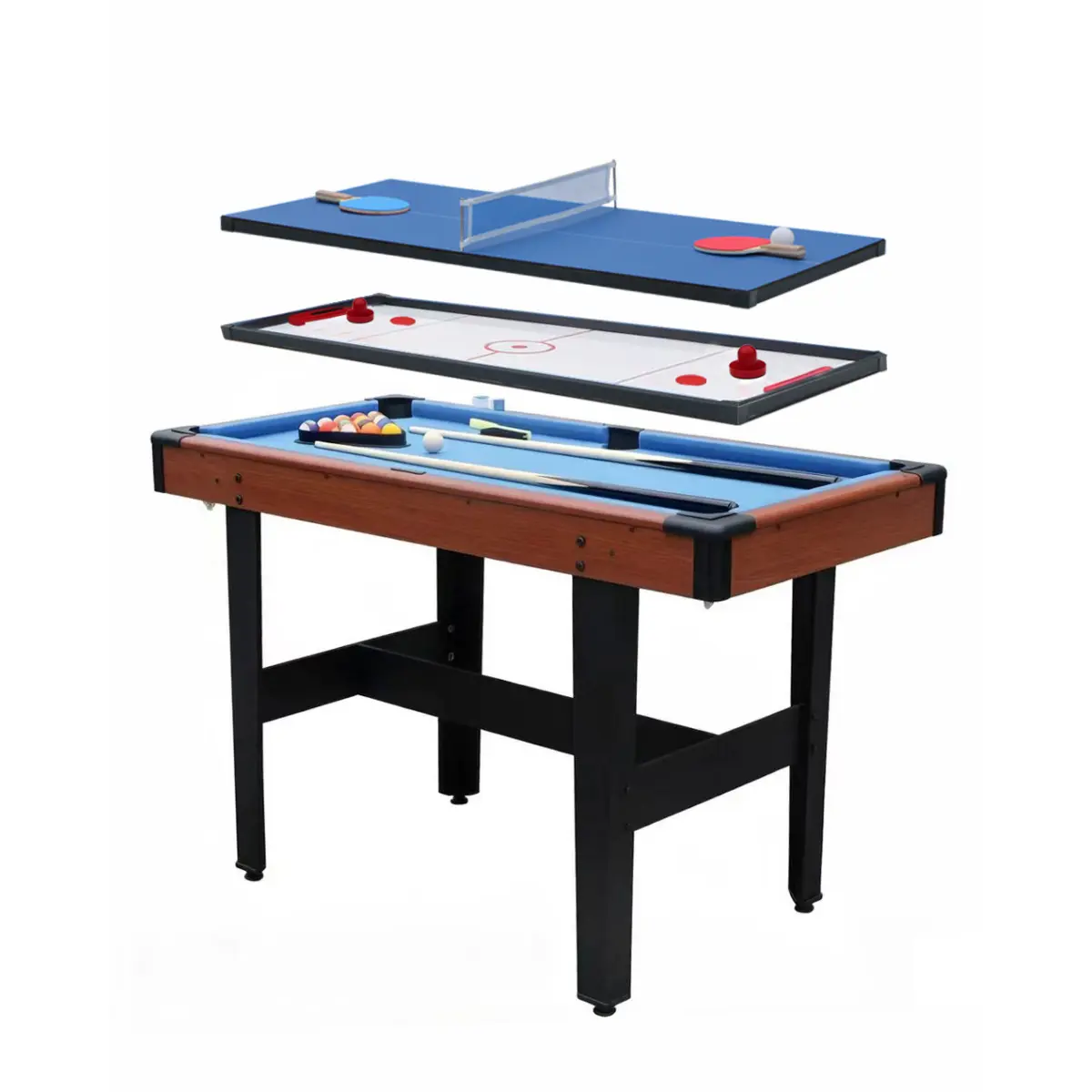 Aobtkel48″ Game Table - Combo Game Table Set - Billiards/Pool, Glide Hockey and Table Tennis for Home, Game Room, Friends and Family!