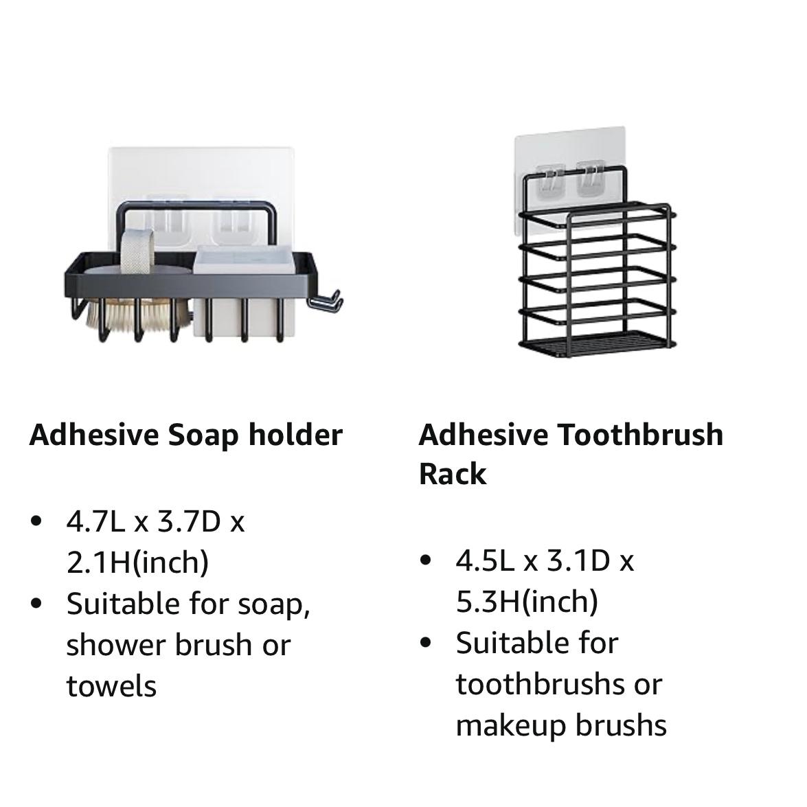 Shower Organizer 5 Pack, Adhesive Shower Caddy with No Drilling, Large Capacity, Rustproof Stainless Steel for Bathroom Organizers and Storage&Kitchen, Shower Shelves for Inside Shower