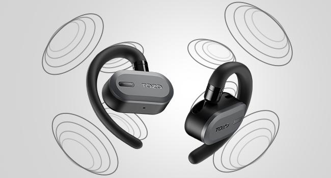 TOZO Open Buds Lightweight True Open Ear Wireless Earbuds with Multi-Angle Adjustment Audio Earphones sport earbuds Headphones Electronic Headset wireless earphone app control open-ear headphone Black headphones bluetooth noisecancellingheadphones