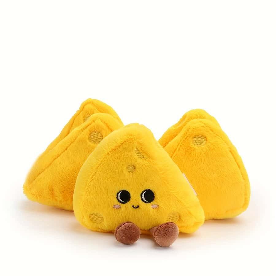 Cute Mini Croissant Cheese Plush Toy, Soft Fluffy Food Shape Doll, Adorable Cartoon Bread Cheese Stuffed Animal, Kids Birthday Gift, Home Decor