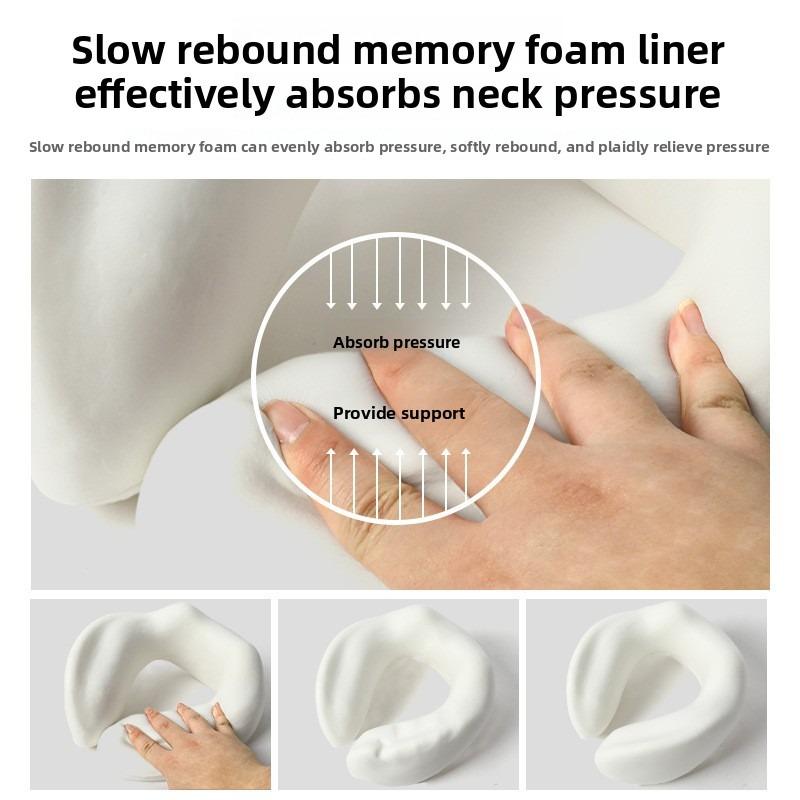 Memory foam U-shaped travel neck pillow, portable and foldable support pillow, necessary for travel comfort