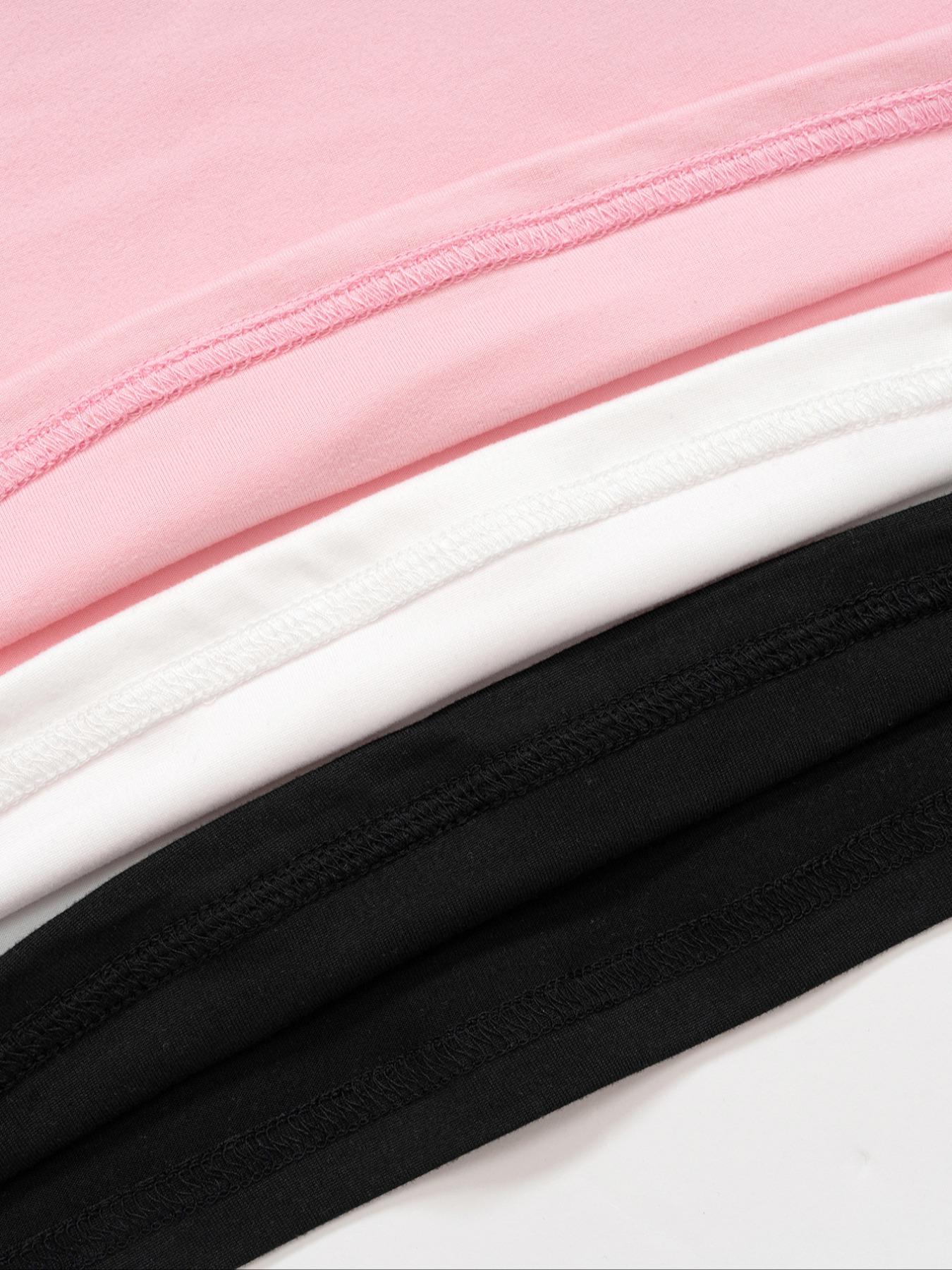 Women's Slim-Fit Long Sleeve Square Neck T-Shirt Set, Cute Style, Moderate Fabric Thickness, All Seasons Wear, 3-Piece Combo Pack, Tops