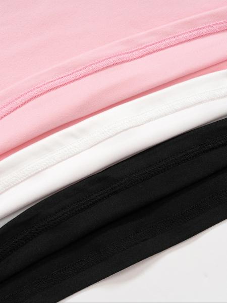 Women's Slim-Fit Long Sleeve Square Neck T-Shirt Set, Cute Style, Moderate Fabric Thickness, All Seasons Wear, 3-Piece Combo Pack, Tops