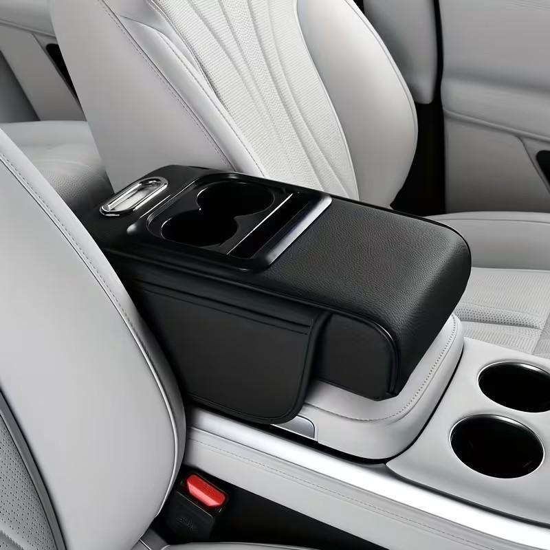 Car Multi-Functional Armrest Box Pad, Expandable Storage Box, Fits Most Car Models, with Cup Holder & Phone Slot, Multifunctional Car Organizer