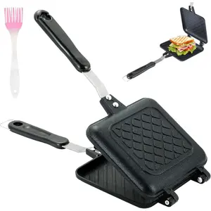 Sandwich Maker Pan, Grilled Press with Non-Stick Sided Flip Frying Pan, Stovetop Toasted Cheese Sandwich Maker for Home Breakfast Camping, 5.9" L x 14" H