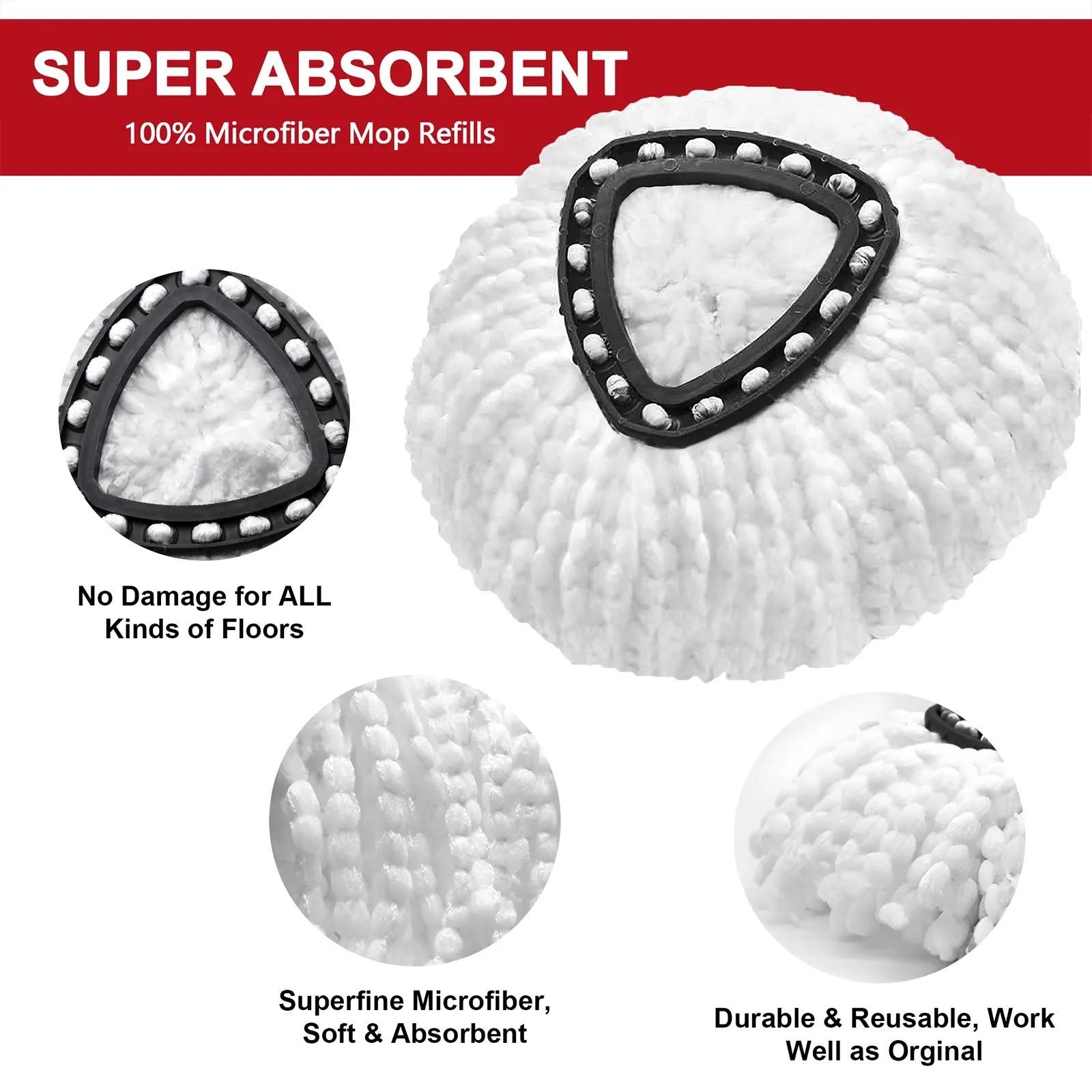 Mop Replacement Heads for O-Ceda Mop Replace Head EasyWrin Spin Mop Heads Replacements, Microfiber Spin Mop Refills, Easy Cleaning Mop Head Replacement, Smooth