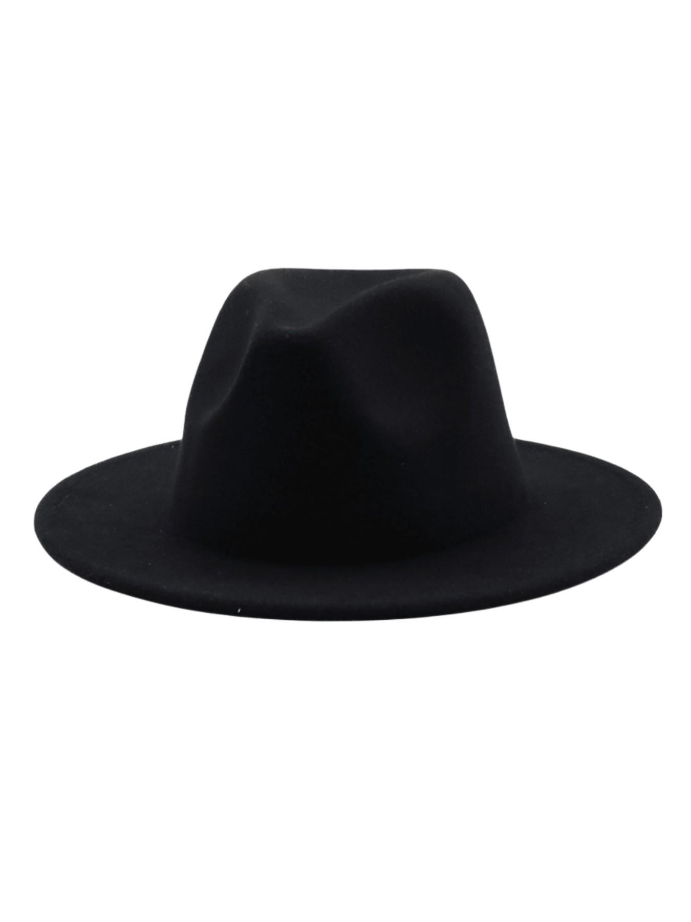 New Plain Brim Wool Hat, Elegant Fitted Jazz Hat, Vintage Cowboy Hat, All-Seasons Fashion Accessory, 1pcs