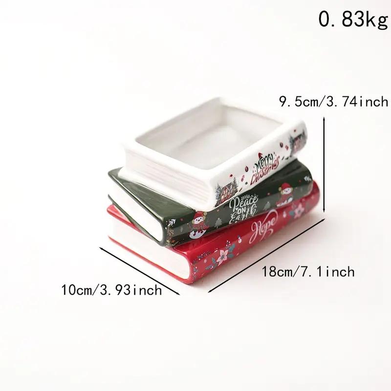 Bohemian Style Ceramic Vase, Christmas Book Stack Design, Ideal for Succulents & Hydroponics, Home Decor, Wedding, Holiday Gift