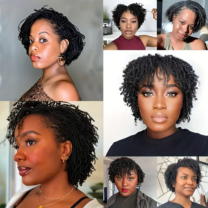 Mini Loc Extensions  Real Human Hair, 0.2‑Cm 8‑18 Inch 30 Strands Handmade Permanent Dreadlock Locs, 1B Natural Black, Versatile Protective Hairstyle Dreads Extensions for Men and Women for Custom Styling