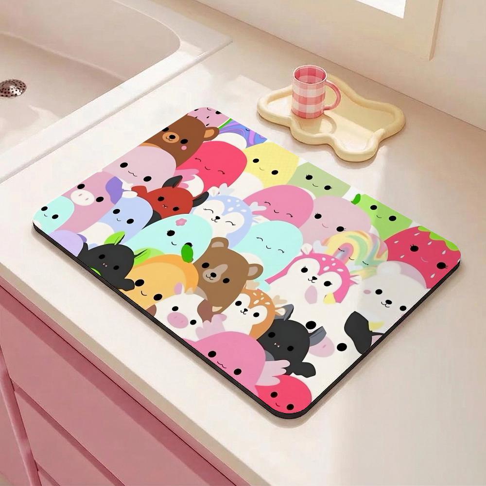 Squishy S-SsquishmallowsS Floor Mat Eco Friendly Diatomite Antibacterial Odor Resistant Floor Mat Super Absorbent Quick Drying Non Slip Washable Bath Rug for Kitchen Bathroom Shower Home Decor