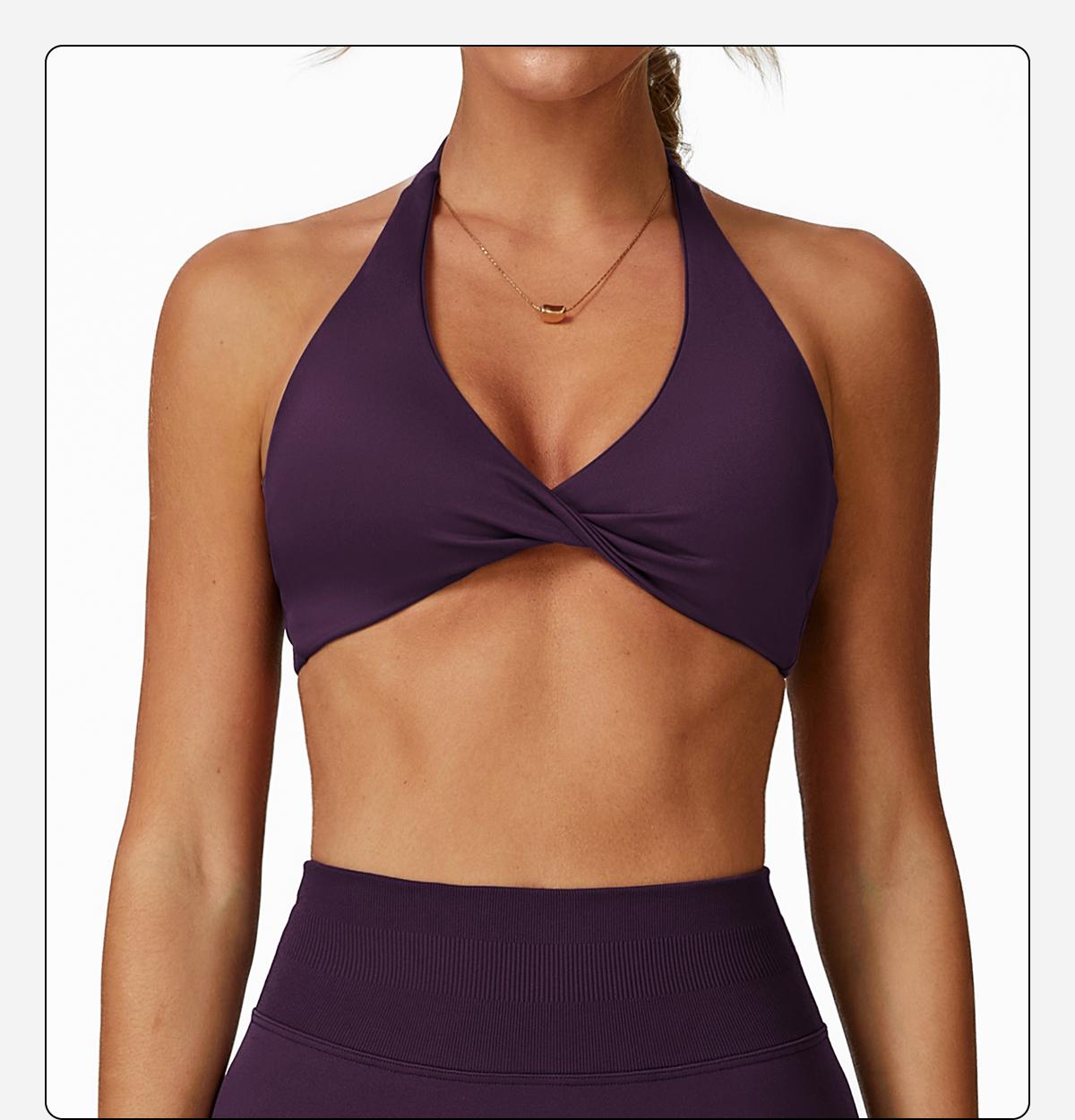 MFVIM Women's sports underwear, sexy hanging neck twist design sports underwear built-in bra pads, comfortable and skin-friendly, four seasons can wear, running gym workout sports underwear SpringStatements