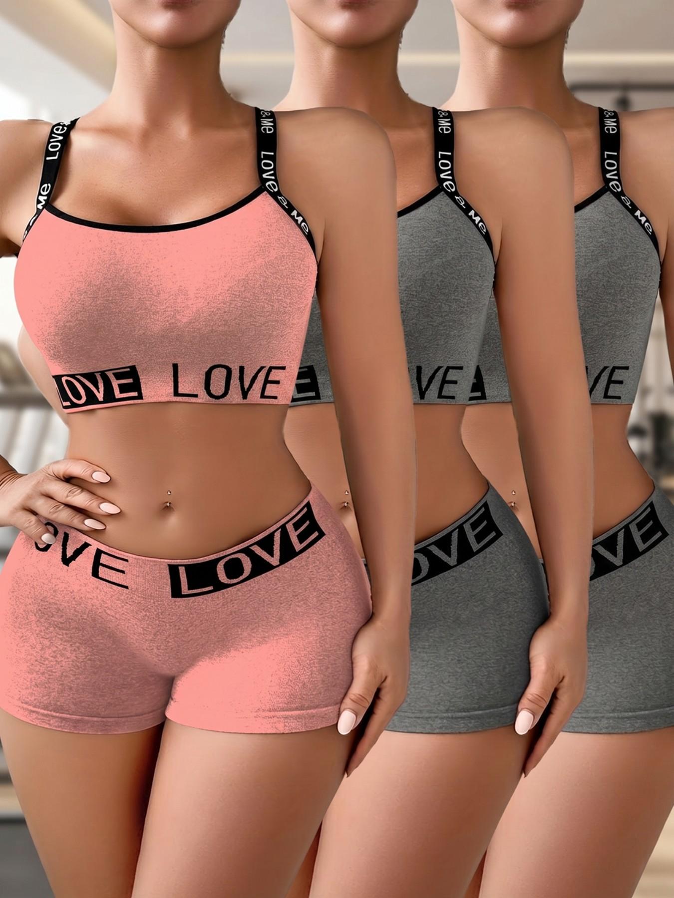 Women's 3/4/5 Piece Lingerie Set, Top and Bottoms, Seamless Comfort, Daily Wear, Casual Style, Fitted, Medium Support, All Seasons