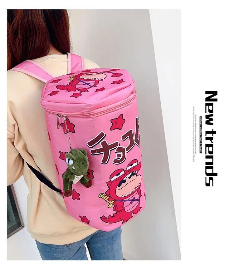 Crayon Shin-Chan Same Style Cute Backpack Crocodile Biscuit Backpack Top Zipper Badminton Racket Bag Portable Large Capacity Bag