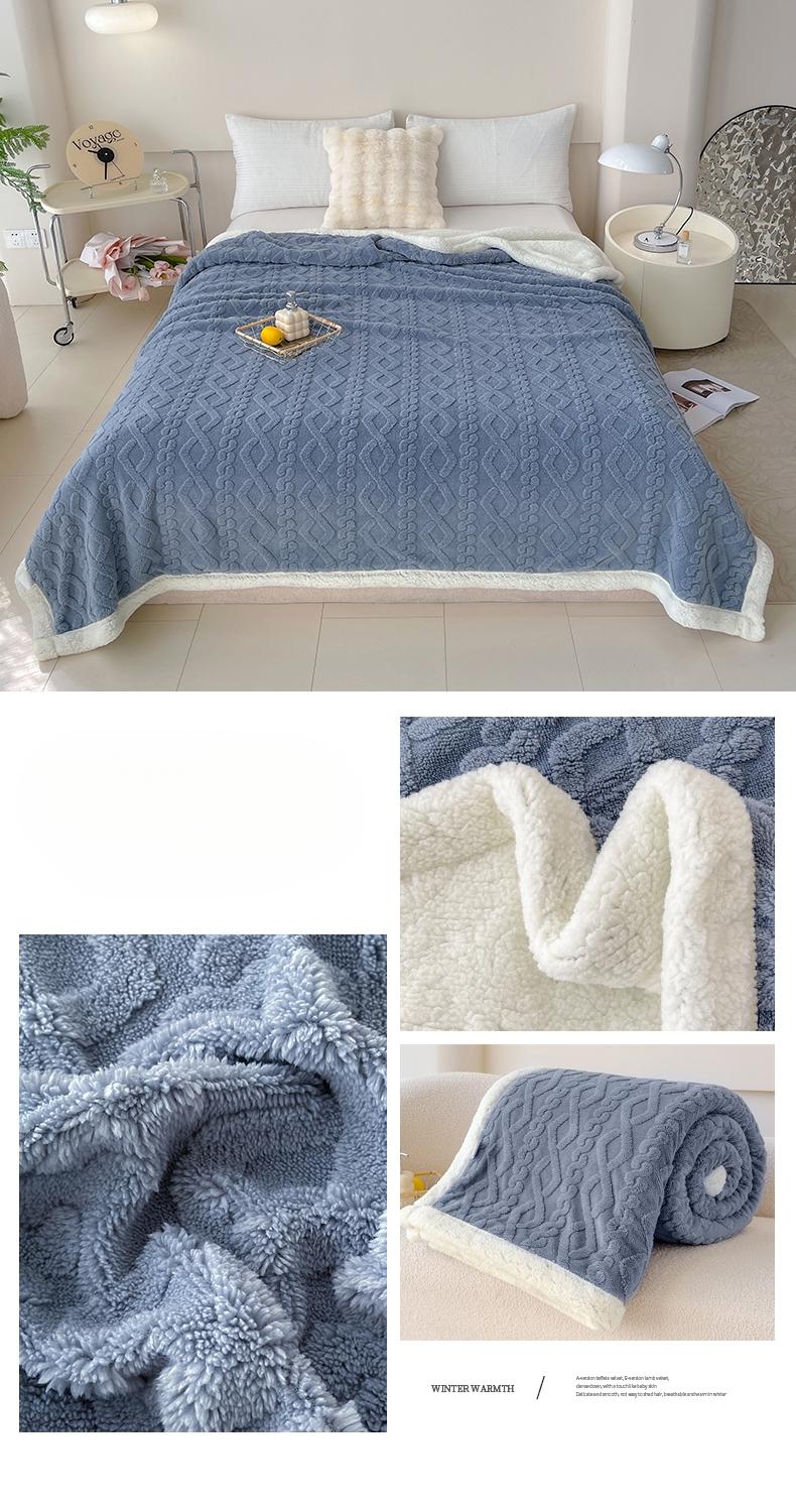 Plaid Velvet Lamb Fleece Blanket, Double-Sided Thick Warm, Chunky Blanket, Winter Sofa Use, Student Dorm Nap Cover, Cozy and Comfortable