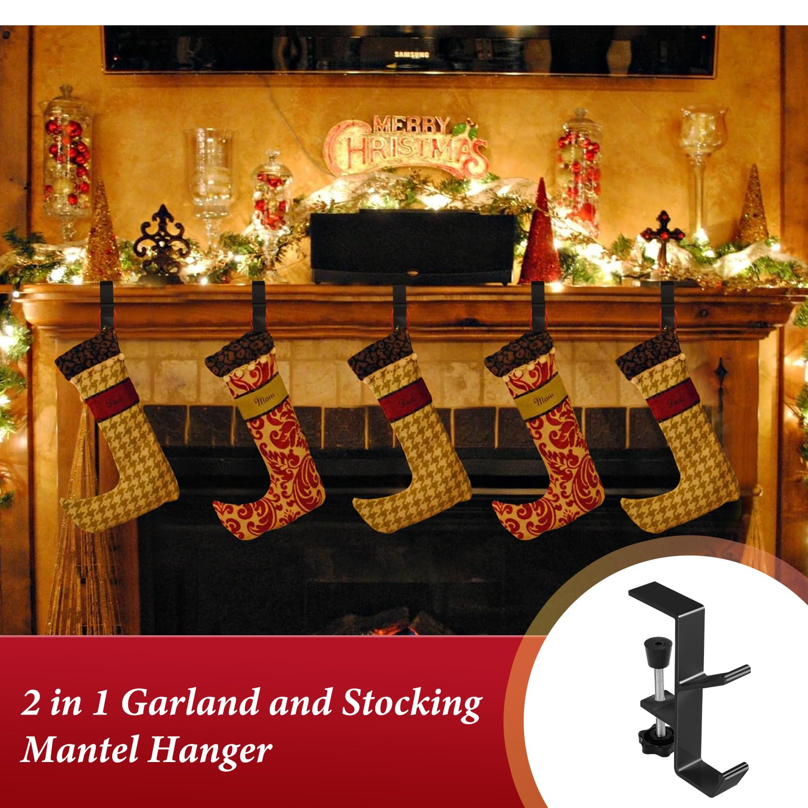 Adjustable Desk Edge Hooks Set of 4, Storage Solution, Portable Headphone Holder, Christmas Decorations Hanger, Backpack Hook, Space Saving Organizer