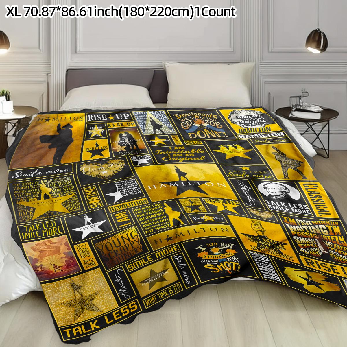 Hamilton Musical Theme Flannel, Soft Skin-Friendly, Warm, Retro Modern Style, Perfect for Daily Use, Art Lover Gift, Soft Cozy Blanket, Stylish Blanket