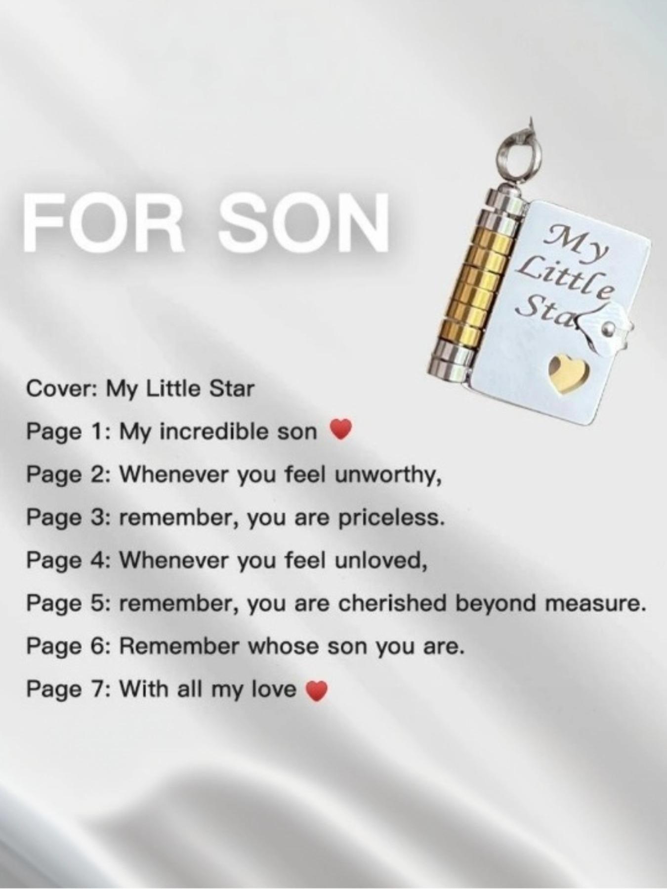 Summer New Titanium Steel Book Necklace, Girl's Heart Engraved Letter Necklace, Trendy Fall Cross-Border Bestseller, Son's Letter Necklace