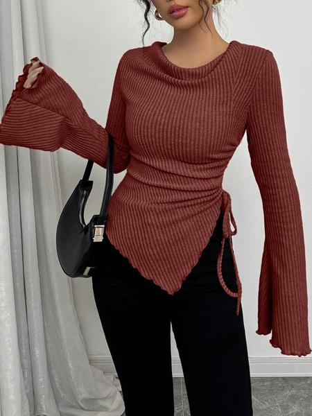 Women's Simple T-Shirt for Fall & Winter, Slim-Fitting Casual Top, Comfortable and Fashionable Everyday Wear Women's Simple T-Shirt for Fall & Winter, Slim-Fitting Casual Top, Comfortable and Fashionable Everyday Wear