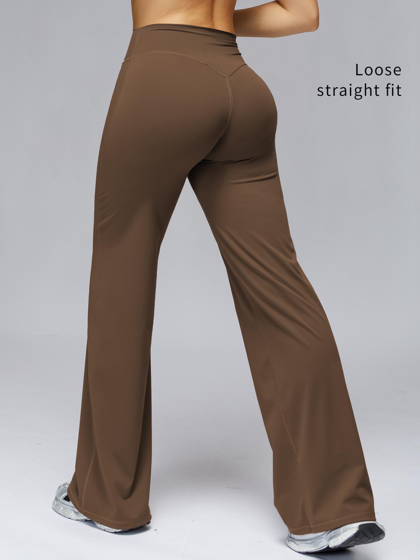 High Waist Flare Leg Yoga Pants, Casual Dance Workout Trousers, Butt Lifting Tight Fit Wide Leggings, European Style High-Waisted Joggers