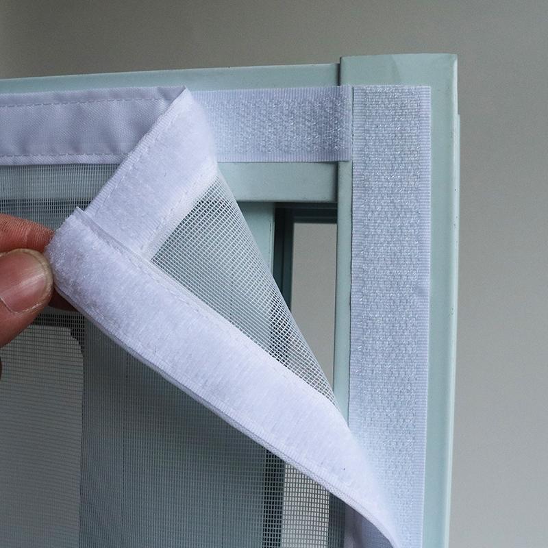 White Bordered Mesh Screen with Hook & Loop – Mosquito & Insect Protection, Breathable Multi-Purpose Decorative for Home Windows & Doors