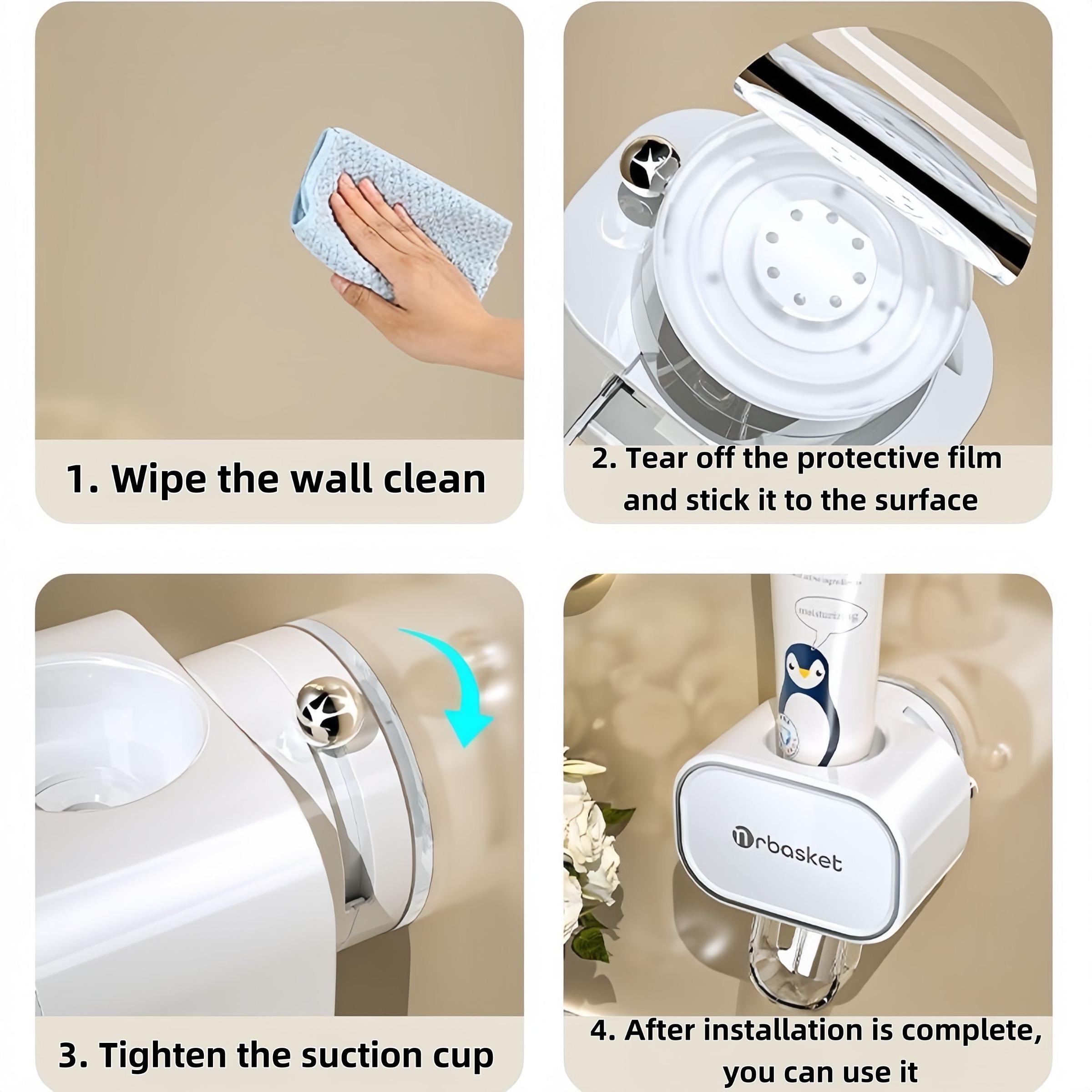 Automatic Toothpaste Dispenser Wall Mounted, No Drilling Required, High-End Suction Cup Holder, Space-Saving Bathroom Organizer, Toothpaste Squeezers