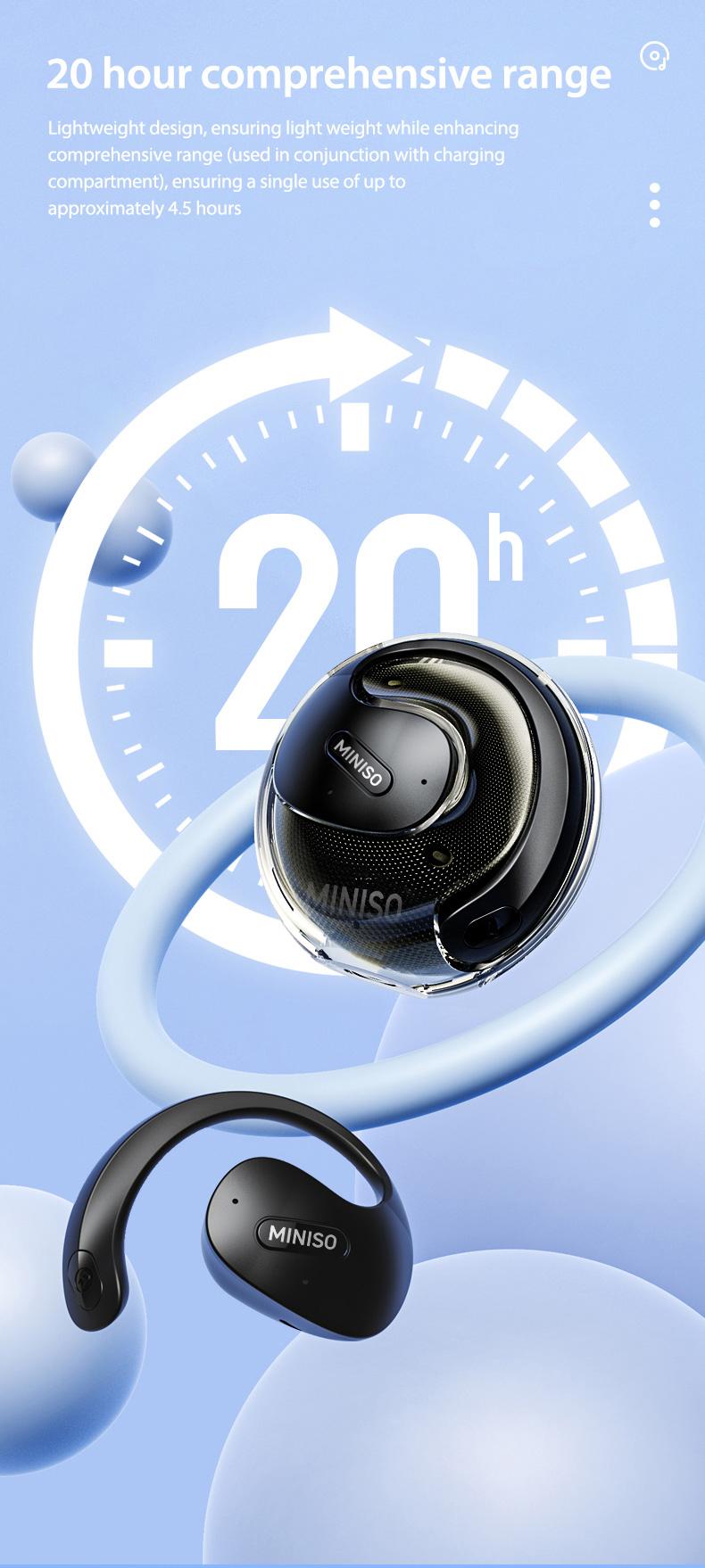 Miniso X15Pro Wireless Headphones Bluetooth 5.4 Sport Earphone HIFI Sound Quality