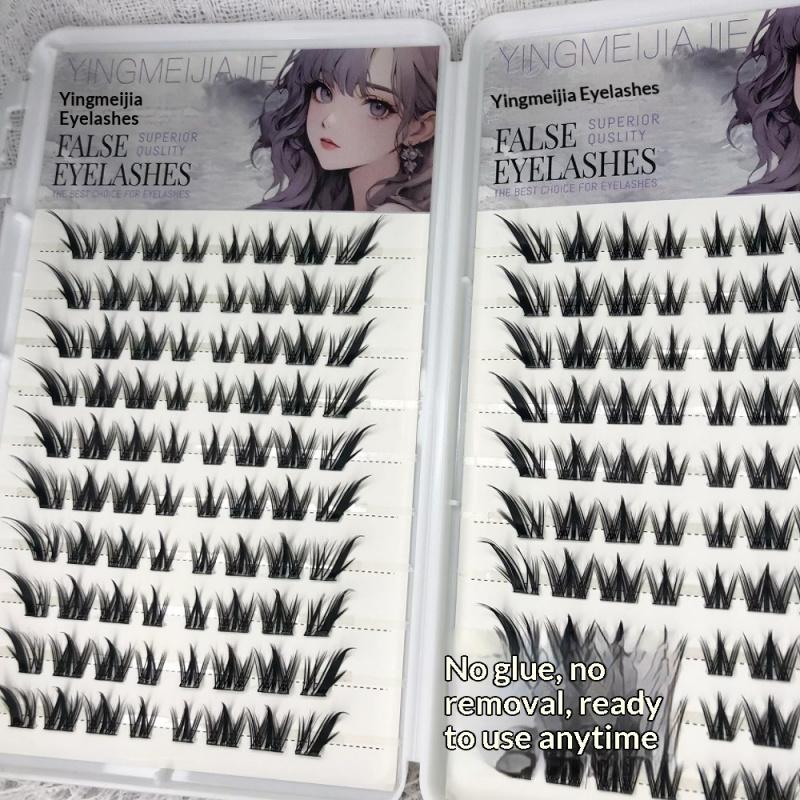 Large Capacity Self-Adhesive  Glueless False Eyelashes Fluffy Winged Fox Eye Natural Volume Lashes Reusable Easy Removal 11-13mm