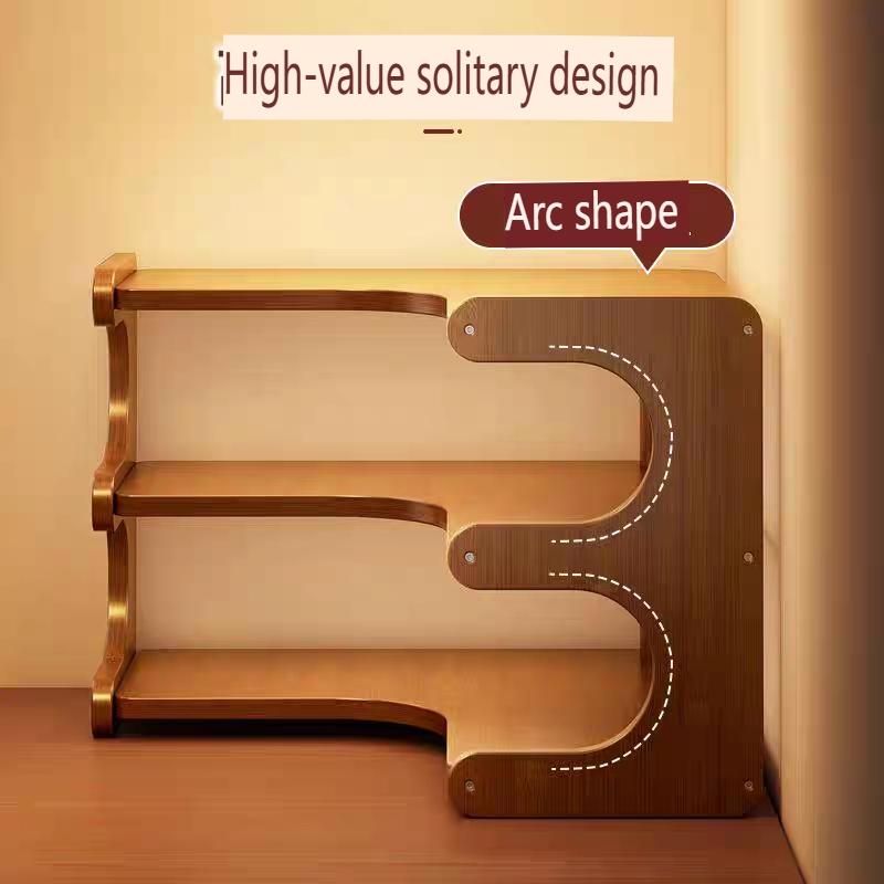 Wooden Corner Storage Rack, Space-Saving Desk Organizer, Multi-Layer Shelf for Cups, Decorations, Plants, Cosmetics, Office Use