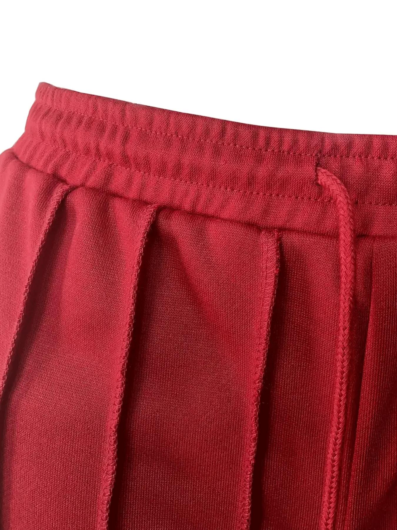 Pack of 2 solid-color drawstring athletic shorts with an elastic waistband and slanted pockets, casual style, suitable for spring, summer, and autumn.