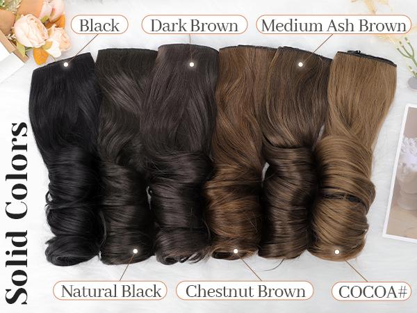 [ kookastyle ] 20inch Invisible Wire Synthetic Hair Extensions 20‘’ Long Wavy Layered Synthetic Clip in Hair Extensions with Transparent Wire Adjustable Size 6 Secure Clips Dark Brown Thick Hairpieces for Women 20 Inch