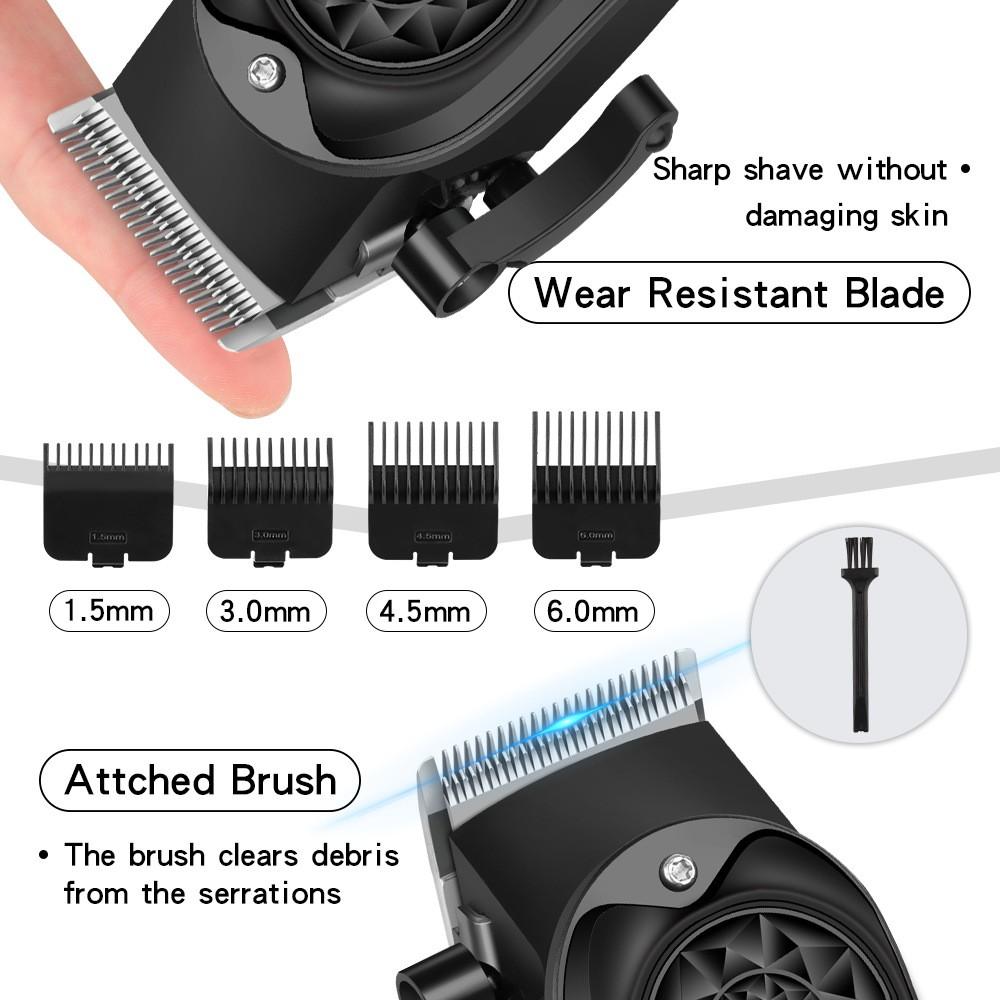 electric hair clipper adopts a cordless design, equipped with stainless steel sharp blade and silent motor, supports oil head and gradient styling, and can also shave beard and body hair. It provides a limit comb and adjustable blade suitable for home use