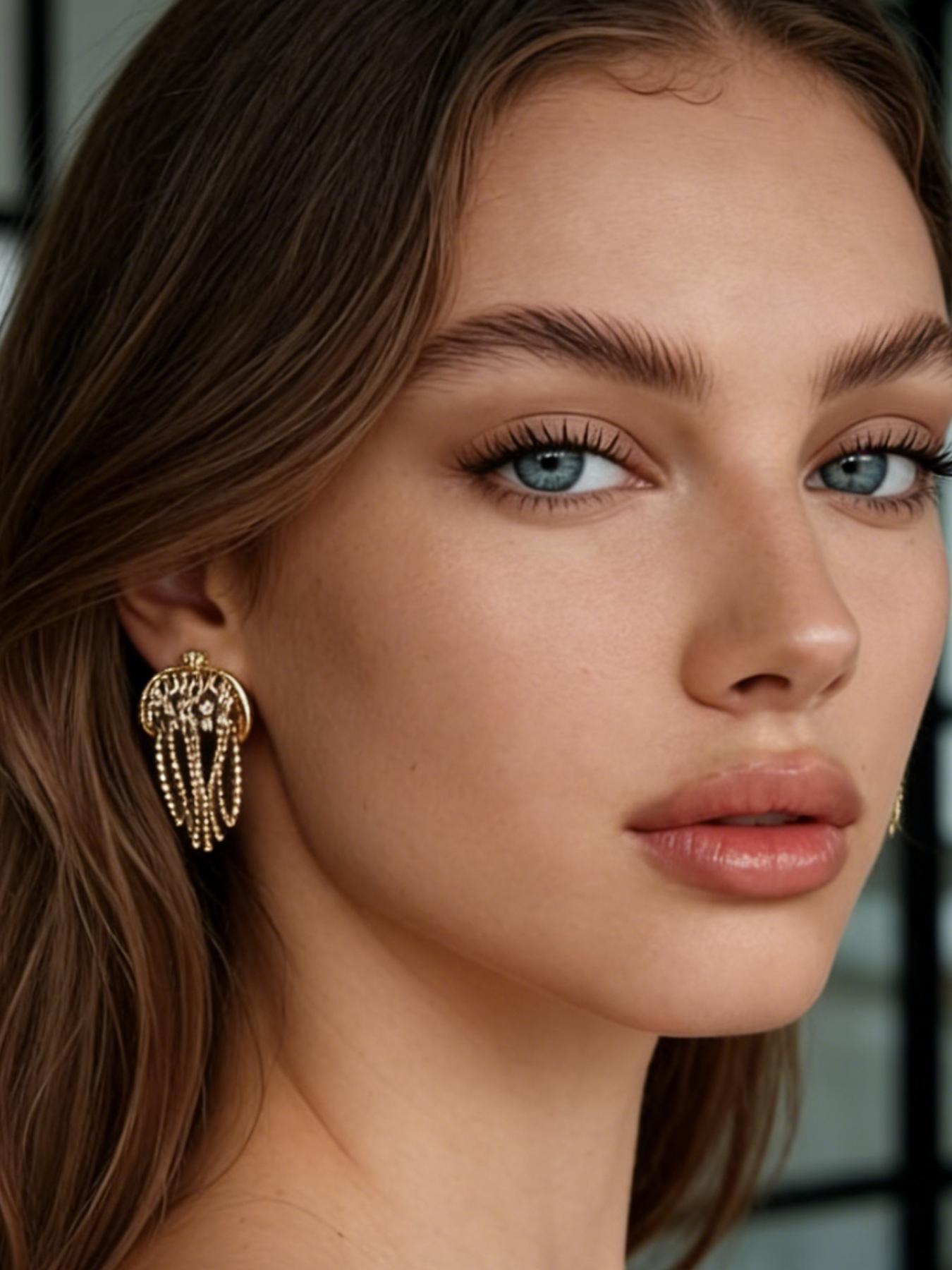 1 pair of retro light luxury line tassel studded diamond earrings, suitable for daily commuting, vacation and dating, and also a surprising exquisite small gift.