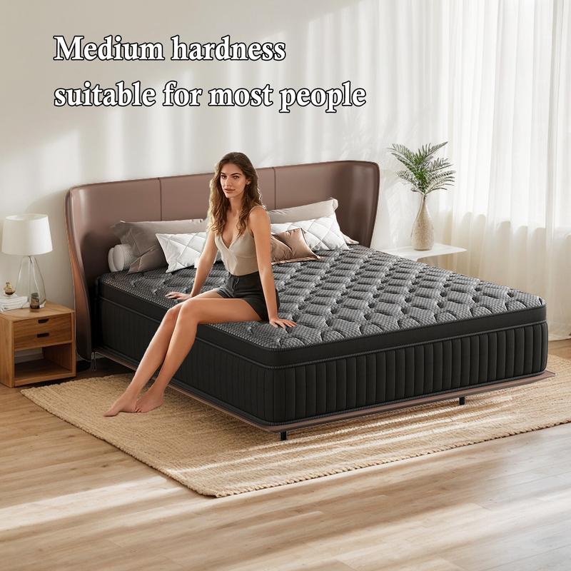 LODEIJA 8/10/12/14 Inch Twin, Full, Queen, King Mattress Memory Foam And Spring, Hybrid MattressMedium Firmness, Lumbar Support, For Home Rooms Hotels, Boxed Halloween ChristmasGift Furniture Ergonomic  size mattress Interior Modern size mattress