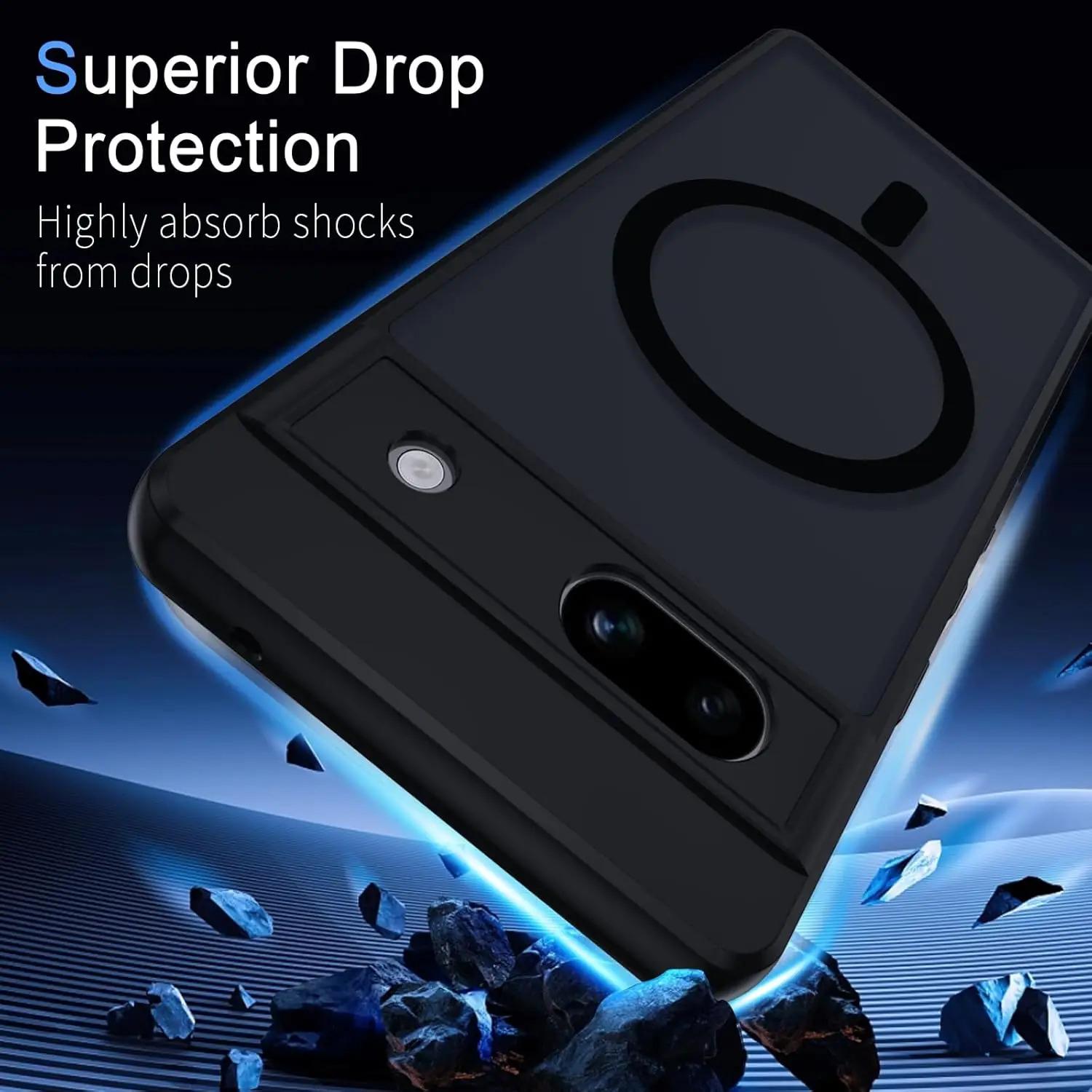 Case for Magsafe Magnetic Wireless Charge Translucent Matte Camera Protection Hard Case Cover For Google Pixel 6 9 8 7 Pro XL 8A 7A