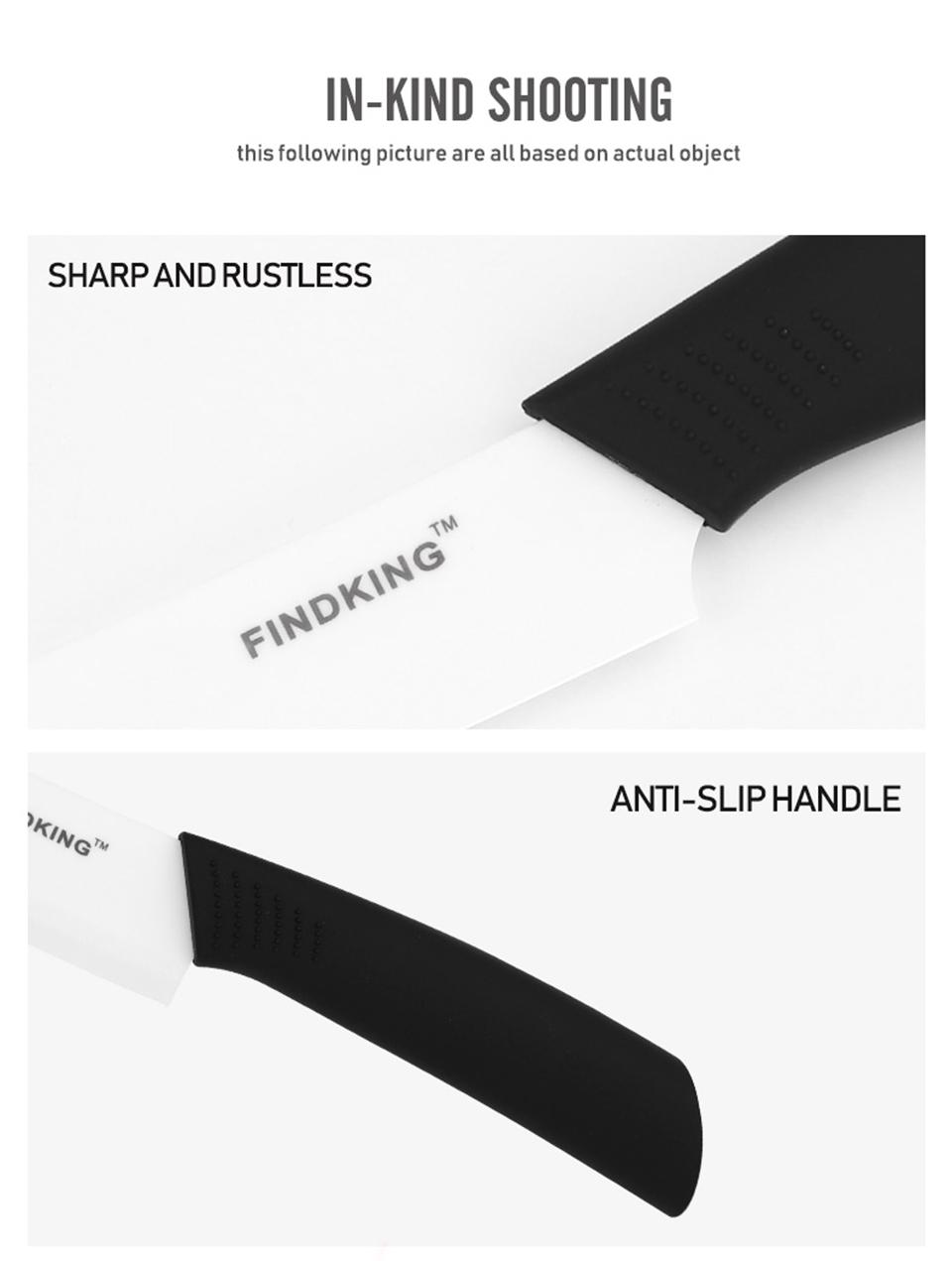 FINDKING 6pcs Ceramic Knife set, Good Quality Kitchen Knife 3" 4" 5" 6 inch Peeler with Acrylic Holder, Cutting Meat, Vegetable and Fruit, Kitchen Tools Block