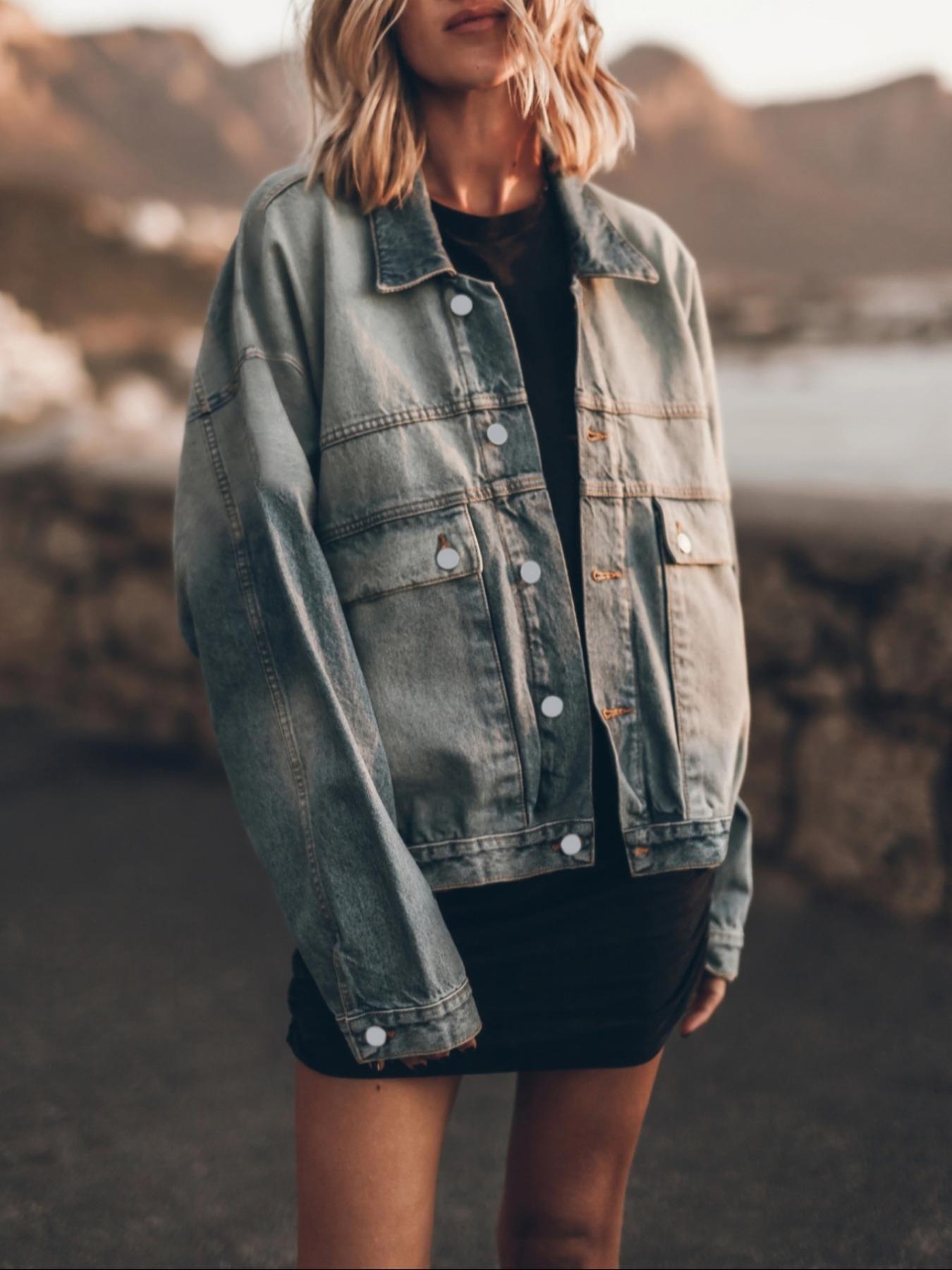 New Women's Street Fashion Denim Jacket, Classic Casual Washed Look, Heavy Craftsmanship, Versatile Design, Perfect for Daily Wear
