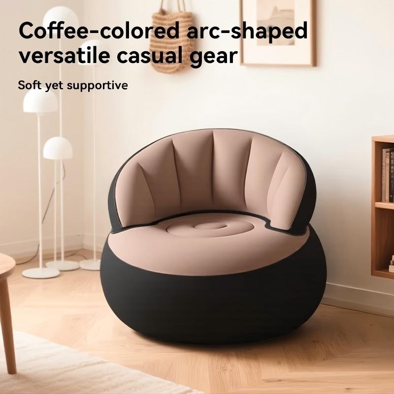 1 Person Portable Inflatable Lazy Sofa, Foldable Air Cushion Couch with Foot Pump, Space-Saving Modern Lounge Chair for Indoor Outdoor Use, Ideal for Camping, Dorm, Apartment, Easy Storage & Transport, Various Colors