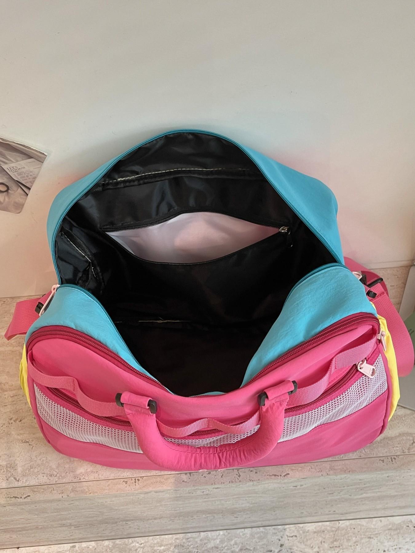 Large Capacity Travel Duffel Bag, Lightweight Waterproof Nylon, Zippered Compartment, Mesh Pocket, Detachable Shoulder Strap, Versatile Use, Hand Luggage Bag, Travel Duffle Bags