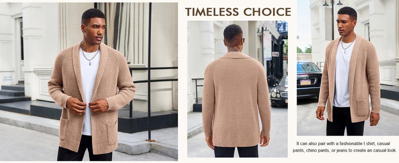 Runcati Mens Shawl Collar Long Cardigan Casual Knit Open Front Sweater Fall Winter Thermal Cardigan Sweater Runcati Mens Shawl Collar Long Cardigan Casual Knit Open Front Sweater Fall Winter Thermal Cardigan Sweater