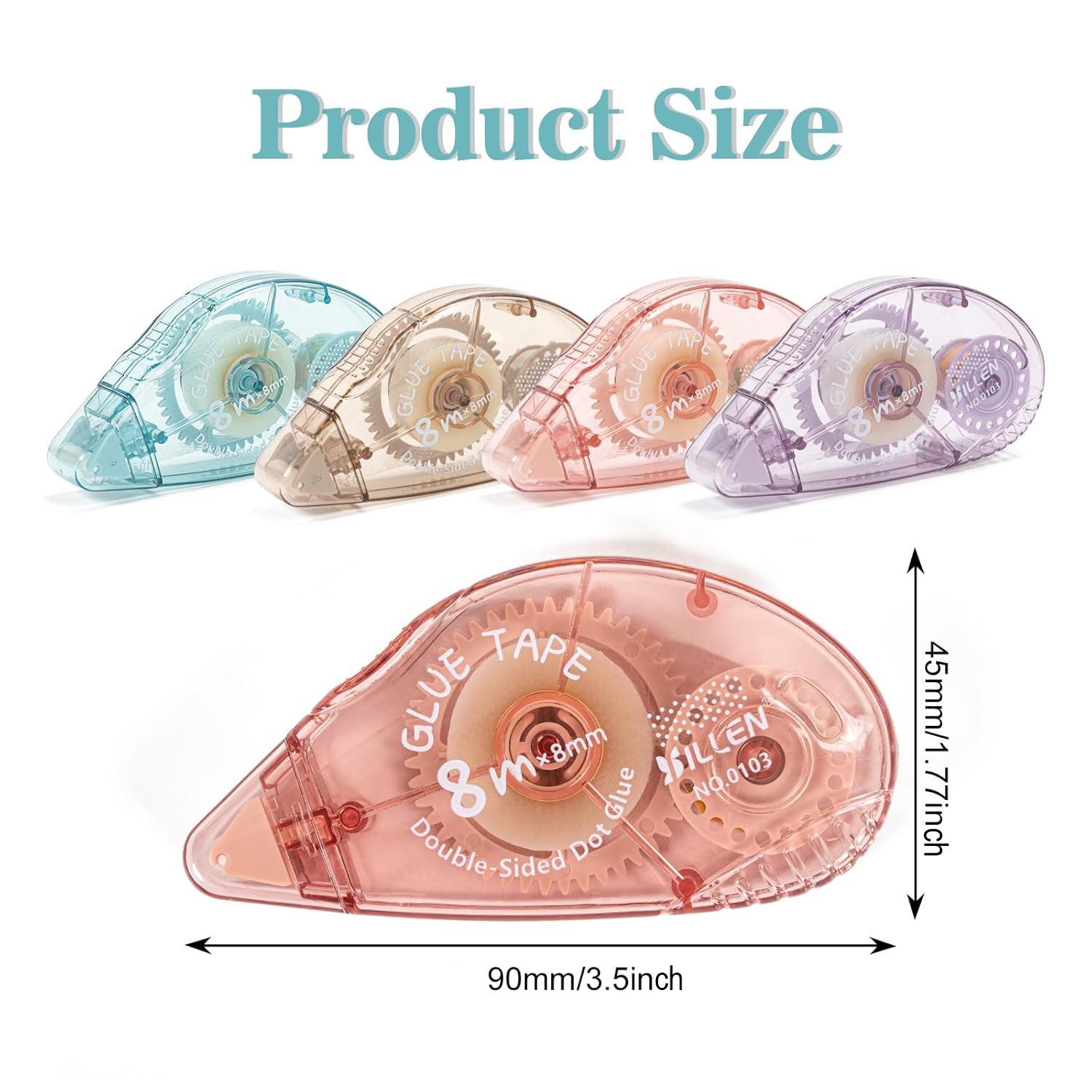 4 Pack Double Sided Tape Rollers for Crafts Scrapbook ,Glue Tape Runner for Kids and Adults,School Office Teacher Supplies (0.31 inch/8mm X 26.25 ft / 8m)