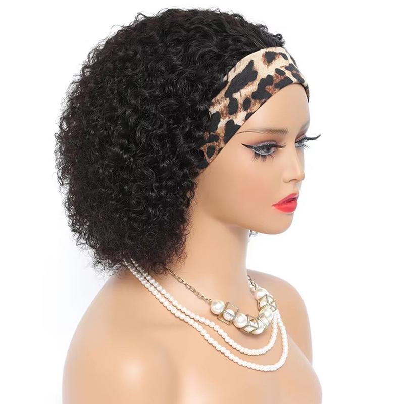 Half Wig Kinky Curly 12 Inch Human Hair Headband Wig Curly hair Glueless Human Hair Wigs Machine Made No Lace deep Curly Headband Wigs Natural color