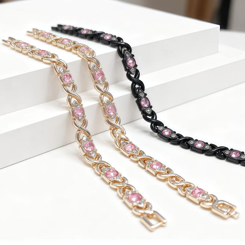 Energy magnet bracelet, eco-friendly alloy withdiamonds,adjustable ladies' wristband