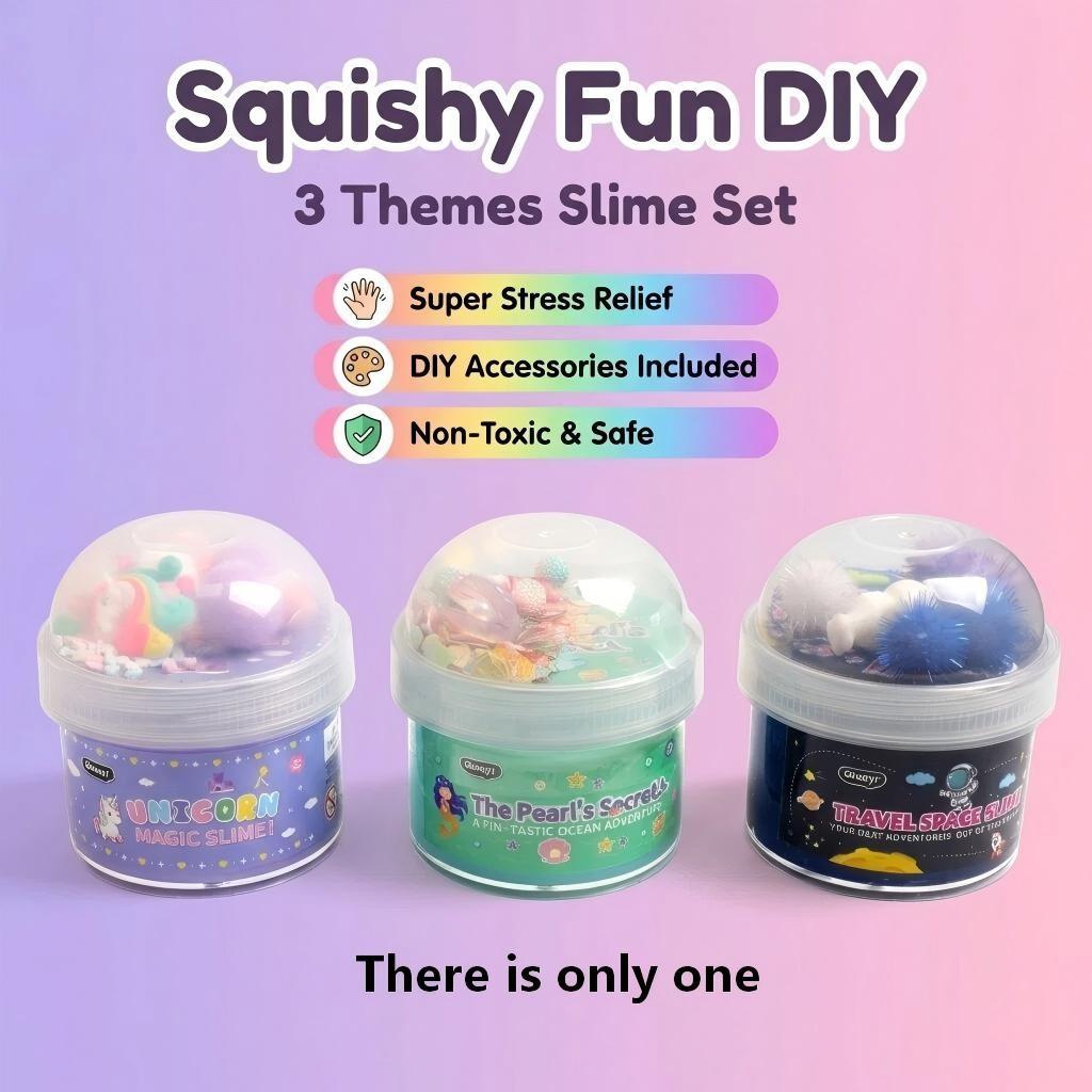 Ultimate DIY Slime Kit for Kids & Adults, Unicorn Ocean Space Themes, Non-Toxic Stress Relief Mucus Set, Fun Craft Supplies