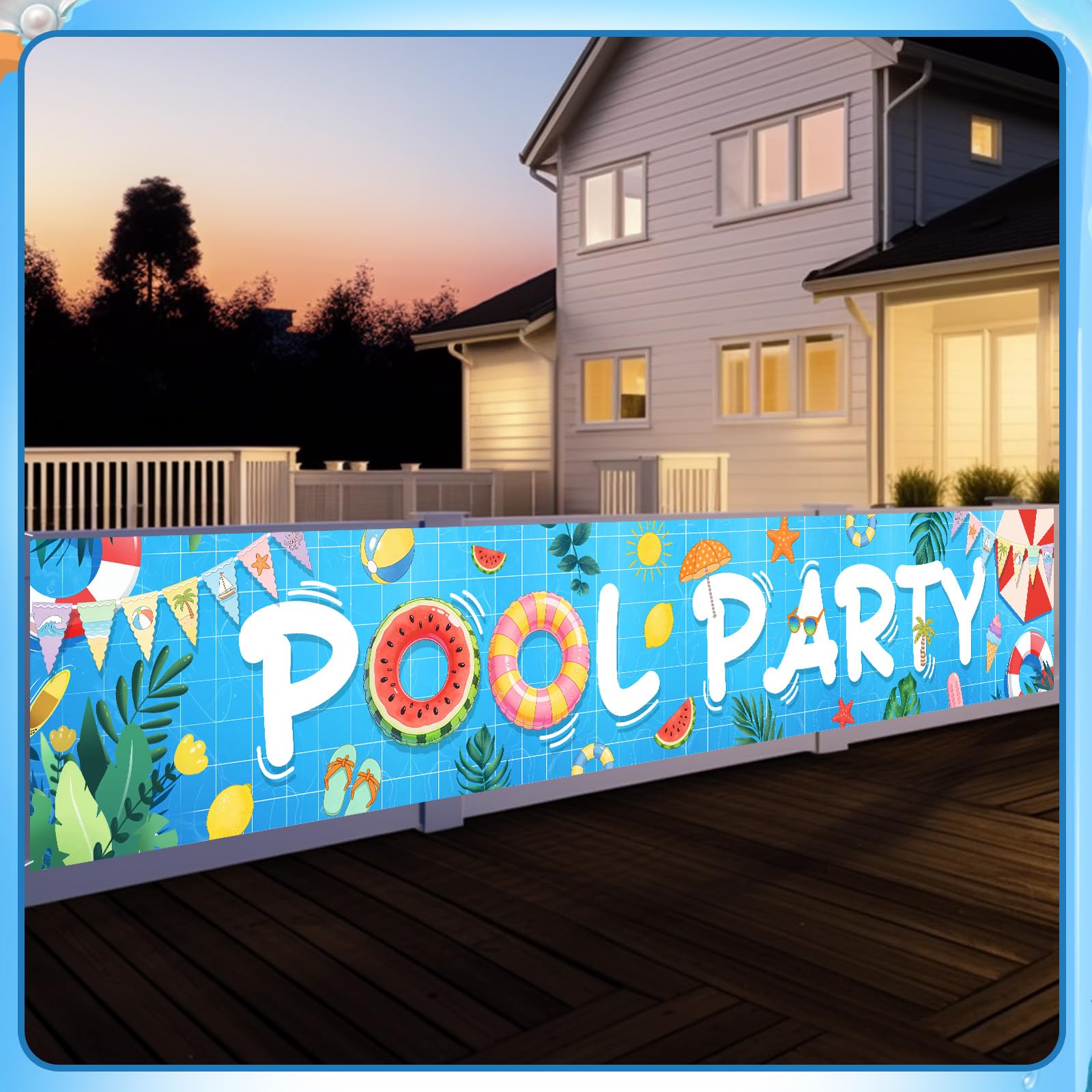 Pool Party Banner Decorations, Summer Pool Party Decorations, Outdoor Banners, Indoor and Outdoor Party and Birthday Pool Decorations