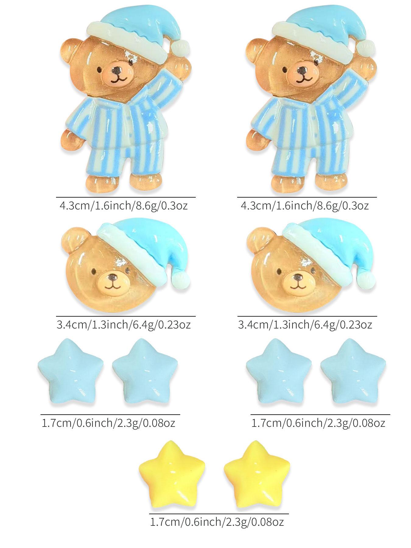 Blue Bear Animal Shoe Charms, Resin Material, Suitable for Crocs, Cute Decoration, Girl Gift, 10 Pieces Set, Casual Accessories